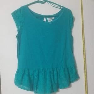 *NEW* Aeropostale Peplum Top NWT Teal Lace Keyhole